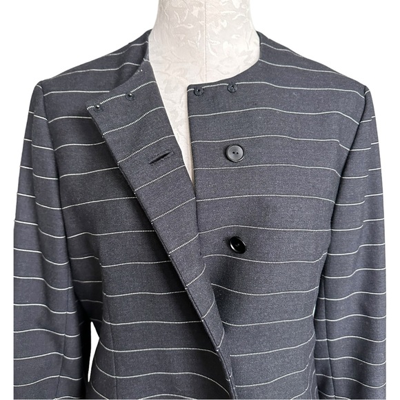 Vintage Hubert Latimer for Irene 1960's Tailored Pinstriped Suit Dress Wool Navy - Picture 5 of 10